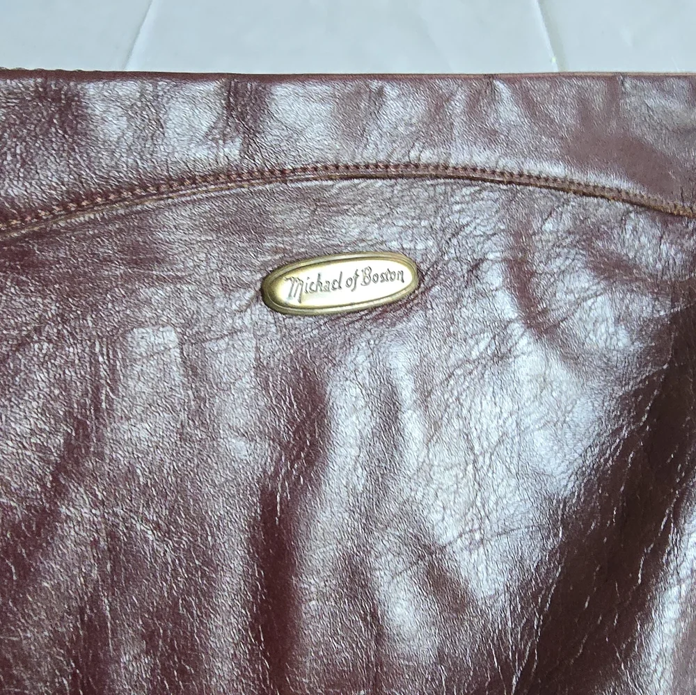 Michael Of Boston VINTAGE Handbag Burgundy Leather Small Clutch Wristlet
